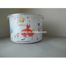 Enamel Storage Bow, White Lunch Bowl With PP Lid